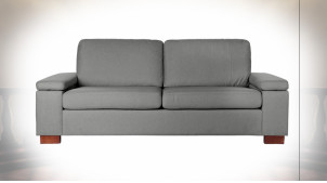 Canapé deux personnes en polyester et lin finition gris clair ambiance contemporaine, 210cm