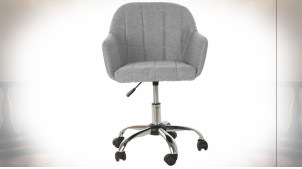 Chaise de bureau en polyester finition gris clair de style contemporain, 81cm