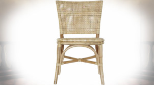 Chaise en bambou et cannage de rotin finition naturelle de style tropical, 93cm