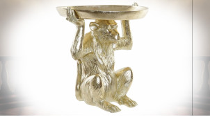 Vide poche original en forme de singe en résine finition dorée ambiance moderne, 39cm
