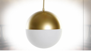 Suspension sphérique en métal finition dorée et verre de style moderne chic, 60cm