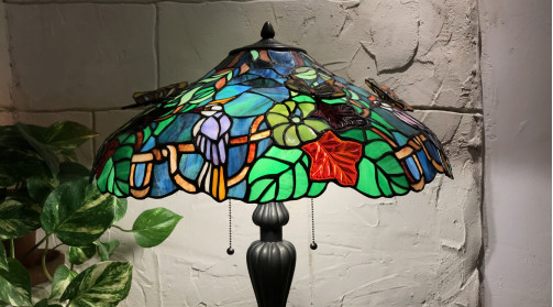 Grande lampe Tiffany avec papillons en relief, modèle de charme coloré, Ø53cm