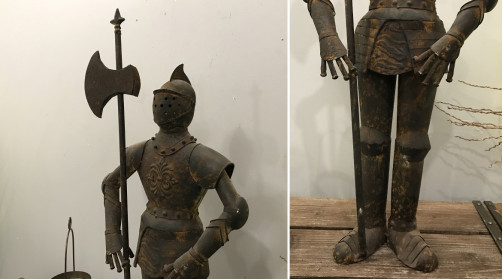 Armure décorative de style médiéval avec lance de 89 cm