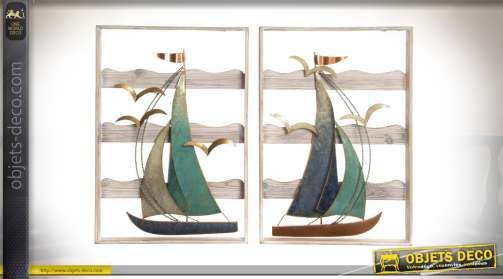 Série de 2 cadres en bois et métal collection Sea Sand de 50cm