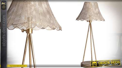 Lampe de table style rétro finition dorée et vieillie 72 cm