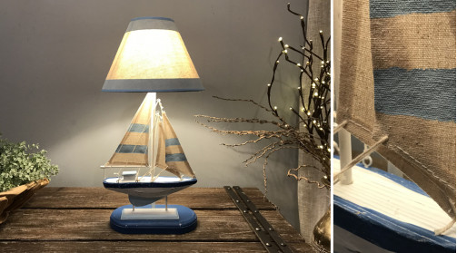Lampe décorative thème bord de mer avec pied en forme de bateau
